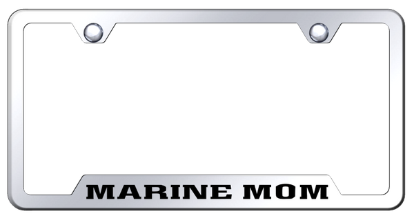 Marine Mom Cut-Out Frame - Laser Etched Mirrored License Plate Frame - GF.MARM.EC