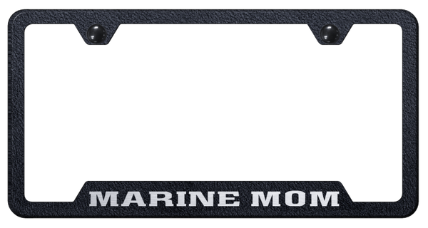 Marine Mom Cut-Out Frame - Laser Etched Rugged Black License Plate Frame - GF.MARM.ERB