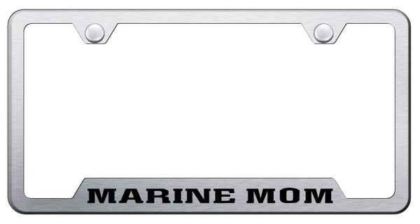 Marine Mom Cut-Out Frame - Laser Etched Brushed License Plate Frame - GF.MARM.ES