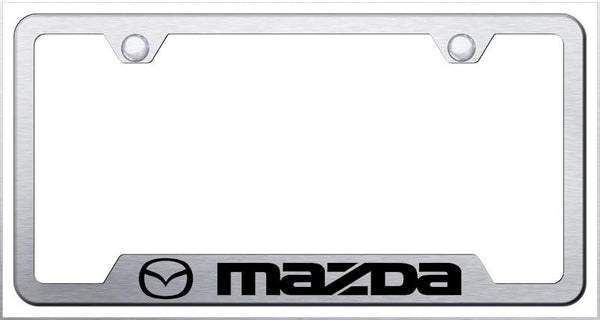 Mazda Mazda Brushed Stainless Steel Notched Laser Etched License Frame - GF.MAZ.ES