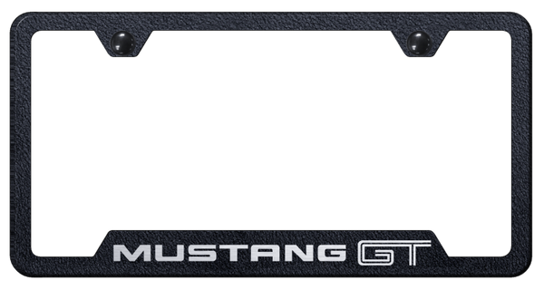 Mustang Mustang GT Cut-Out Frame - Laser Etched Rugged Black License Plate Frame - GF.MGT.ERB