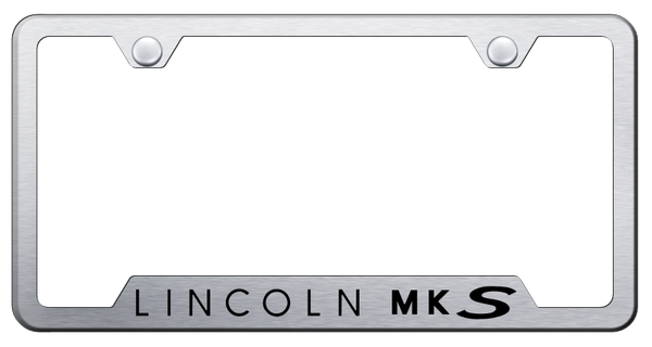 Lincoln MKS Cut-Out Frame - Laser Etched Brushed License Plate Frame - GF.MKS.ES