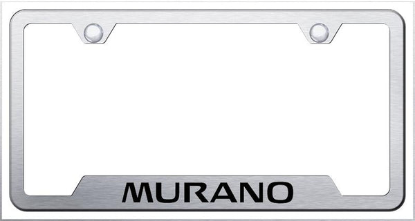 Nissan Murano Brushed Stainless Steel Notched Laser Etched License Frame - GF.MUR.ES