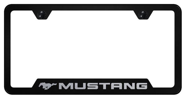 Ford Mustang Black Notched Laser Etched License Frame - GF.MUS.EB