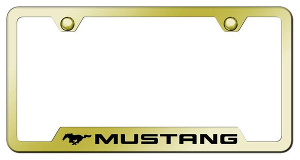 Ford Mustang Gold Notched Laser Etched License Frame - GF.MUS.EG