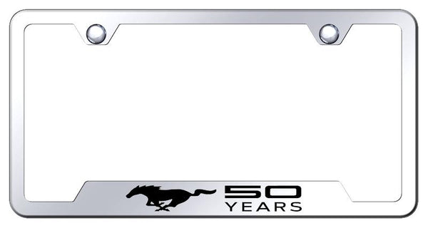 Ford Mustang 50 Years Stainless Steel Notched Laser Etched License Frame - GF.MUS5Y.EC