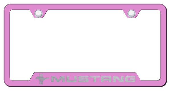 Ford Mustang Tri-Bar Pink Notched Laser Etched License Frame - GF.MUSTB.EP