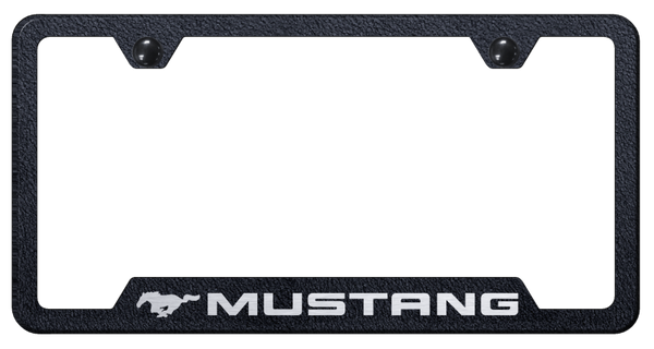 Mustang Mustang Cut-Out Frame - Laser Etched Rugged Black License Plate Frame - GF.MUS.ERB