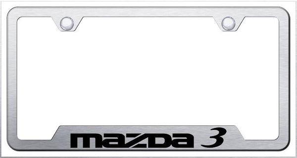 Mazda Mazda 3 Brushed Stainless Steel Notched Laser Etched License Frame - GF.MZ3.ES