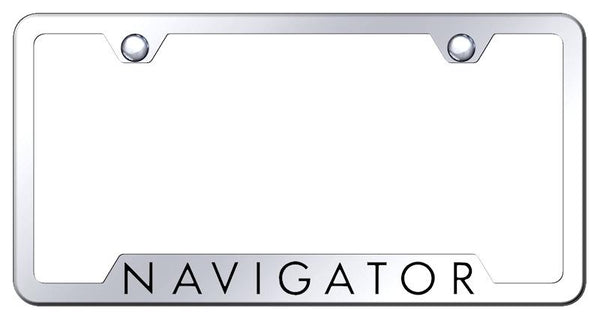 Lincoln Navigator Stainless Steel Notched Laser Etched License Frame - GF.NAV.EC