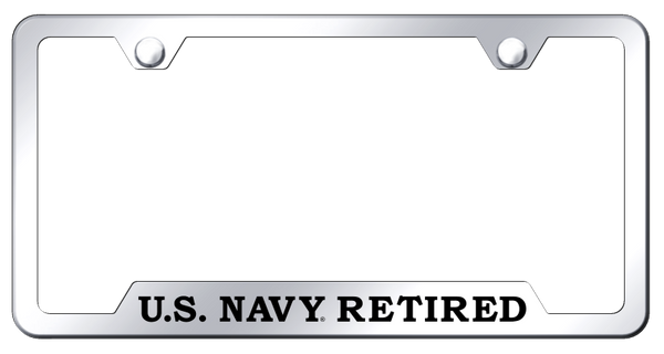 U.S. Navy Retired Cut-Out Frame - Laser Etched Mirrored License Plate Frame - GF.NAVYR.EC