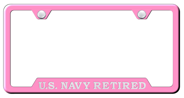 U.S. Navy Retired Cut-Out Frame - Laser Etched Pink License Plate Frame - GF.NAVYR.EP