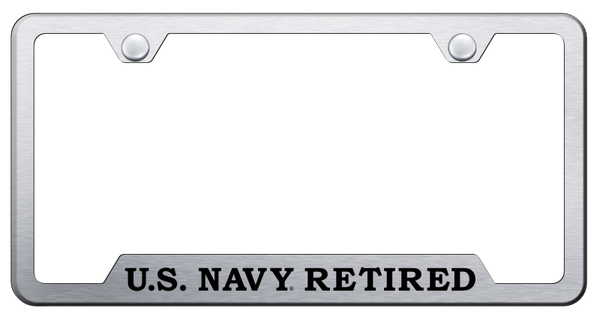 U.S. Navy Retired Cut-Out Frame - Laser Etched Brushed License Plate Frame - GF.NAVYR.ES