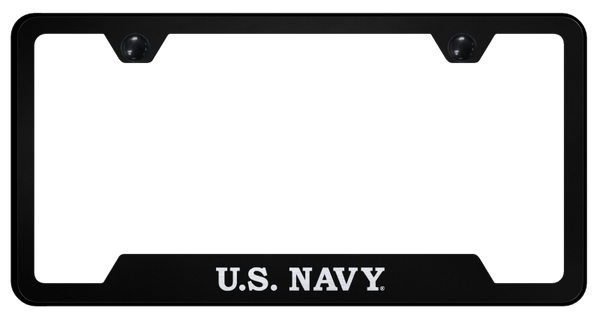 U.S. Navy Cut-Out Frame - Laser Etched Black License Plate Frame - GF.NAVY.EB