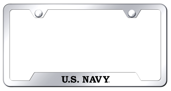 U.S. Navy Cut-Out Frame - Laser Etched Mirrored License Plate Frame - GF.NAVY.EC