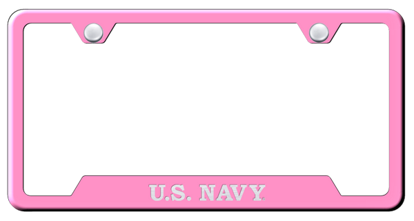 U.S. Navy Cut-Out Frame - Laser Etched Pink License Plate Frame - GF.NAVY.EP