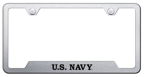 U.S. Navy Cut-Out Frame - Laser Etched Brushed License Plate Frame - GF.NAVY.ES