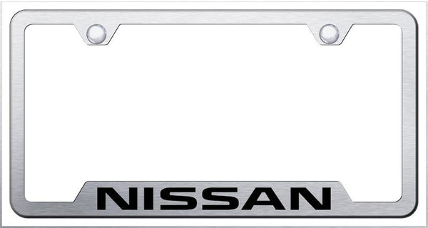 Nissan Nissan Brushed Stainless Steel Notched Laser Etched License Frame - GF.NIS.ES