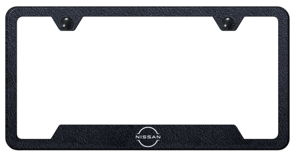 Nissan Nissan Logo Cut-Out Frame - Laser Etched Rugged Black License Plate Frame - GF.NISL.ERB