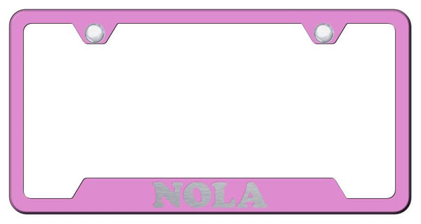 NOLA Pink Notched Laser Etched License Frame - GF.NOLA.EP