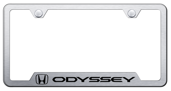 Honda Odyssey Cut-Out Frame - Laser Etched Brushed License Plate Frame - GF.ODY.ES