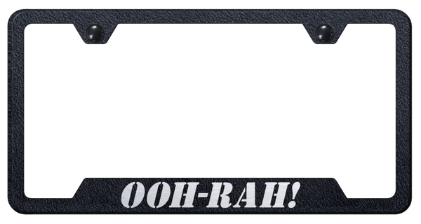 OOH-RAH! Cut-Out Frame - Laser Etched Rugged Black License Plate Frame - GF.OOH.ERB