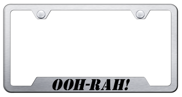 OOH-RAH! Cut-Out Frame - Laser Etched Brushed License Plate Frame - GF.OOH.ES