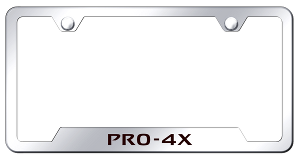 Nissan Pro-4X Cut-Out Frame - Laser Etched Mirrored License Plate Frame - GF.P4X.EC