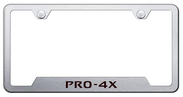 Nissan Pro-4X Cut-Out Frame - Laser Etched Brushed License Plate Frame - GF.P4X.ES