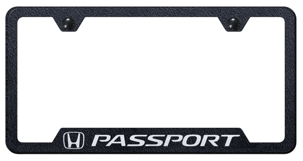 Honda Passport Cut-Out Frame - Laser Etched Rugged Black License Plate Frame - GF.PAS.ERB