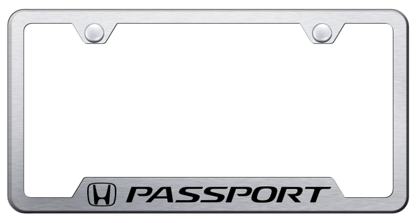 Honda Passport Cut-Out Frame - Laser Etched Brushed License Plate Frame - GF.PAS.ES