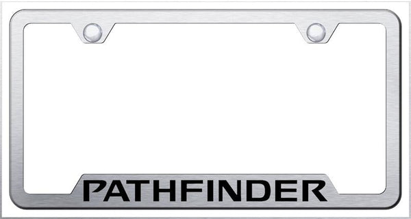 Nissan Pathfinder Brushed Stainless Steel Notched Laser Etched License Frame - GF.PAT.ES