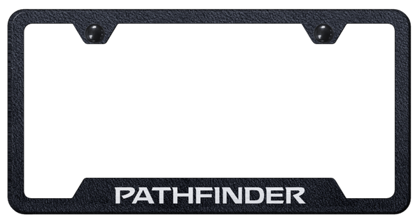 Nissan Pathfinder Cut-Out Frame - Laser Etched Rugged Black License Plate Frame - GF.PAT.ERB