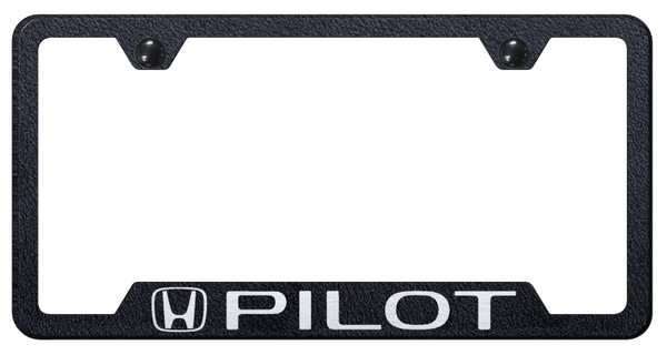 Honda Pilot Cut-Out Frame - Laser Etched Rugged Black License Plate Frame - GF.PIL.ERB