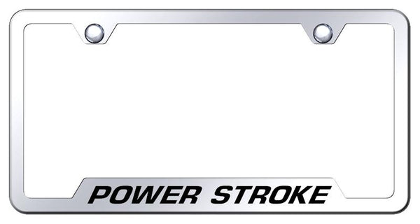 Ford Powerstroke Stainless Steel Notched Laser Etched License Frame - GF.PWR.EC