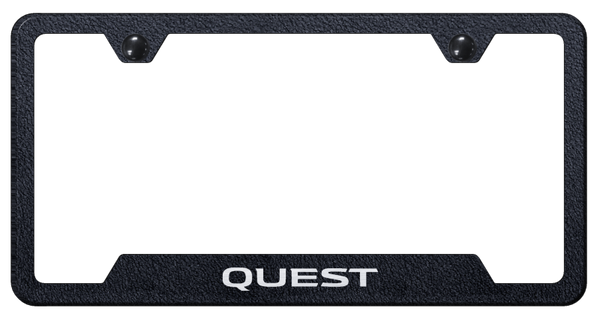 Nissan Quest Cut-Out Frame - Laser Etched Rugged Black License Plate Frame - GF.QUE.ERB