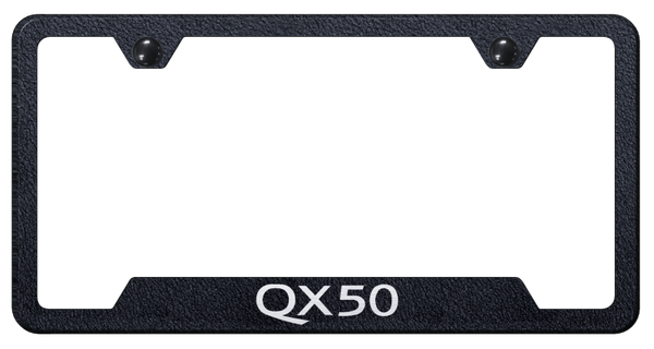 Infiniti QX50 Cut-Out Frame - Laser Etched Rugged Black License Plate Frame - GF.QX50.ERB