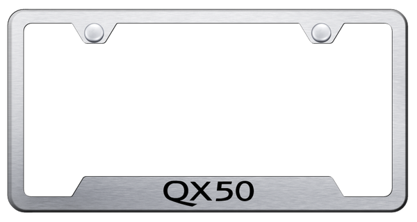 Infiniti QX50 Cut-Out Frame - Laser Etched Brushed License Plate Frame - GF.QX50.ES