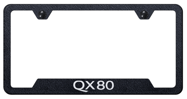 Infiniti QX80 Cut-Out Frame - Laser Etched Rugged Black License Plate Frame - GF.QX80.ERB