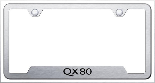 Infiniti QX80 Brushed Stainless Steel Notched Laser Etched License Frame - GF.QX80.ES