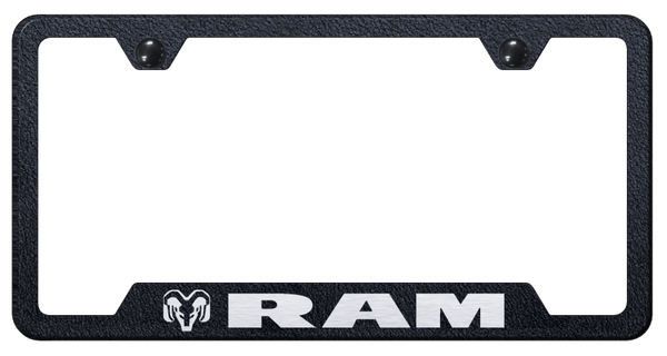 RAM Ram Cut-Out Frame - Laser Etched Rugged Black License Plate Frame - GF.RAM.ERB