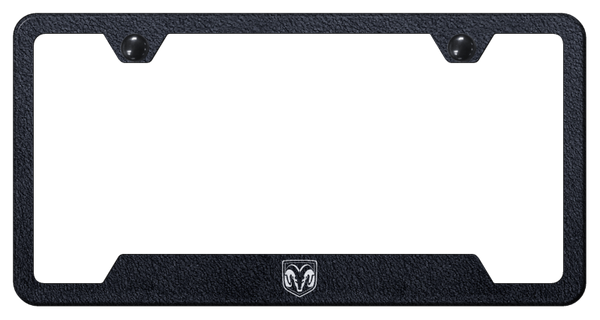 RAM Ram Head Cut-Out Frame - Laser Etched Rugged Black License Plate Frame - GF.RAMH.ERB