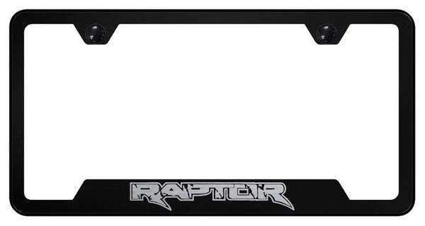 Ford Raptor Black Notched Laser Etched License Frame - GF.RAP.EB