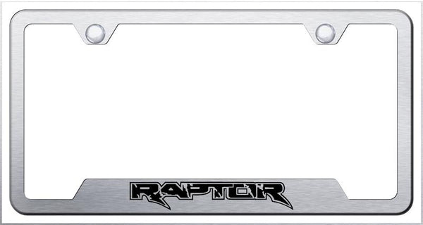 Ford Raptor Brushed Stainless Steel Notched Laser Etched License Frame - GF.RAP.ES