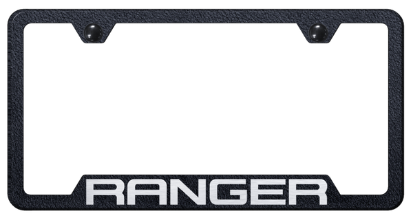 Ford Ranger Cut-Out Frame - Laser Etched Rugged Black License Plate Frame - GF.RNG.ERB