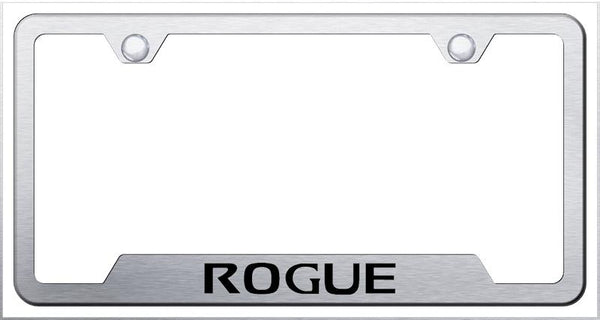 Nissan Rogue Brushed Stainless Steel Notched Laser Etched License Frame - GF.ROG.ES