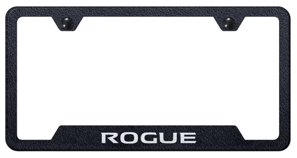 Nissan Rogue Cut-Out Frame - Laser Etched Rugged Black License Plate Frame - GF.ROG.ERB