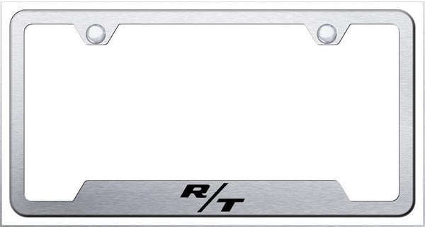 Dodge RT Brushed Stainless Steel Notched Laser Etched License Frame - GF.RT.ES