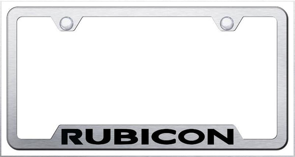 Jeep Rubicon Brushed Stainless Steel Notched Laser Etched License Frame - GF.RUB.ES