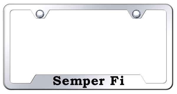 Semper Fi Cut-Out Frame - Laser Etched Mirrored License Plate Frame - GF.SEFI.EC